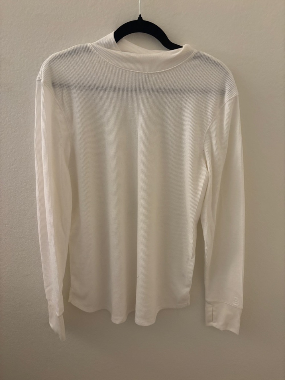Cuddl Duds Long Sleeve Waffle Knit Top - White